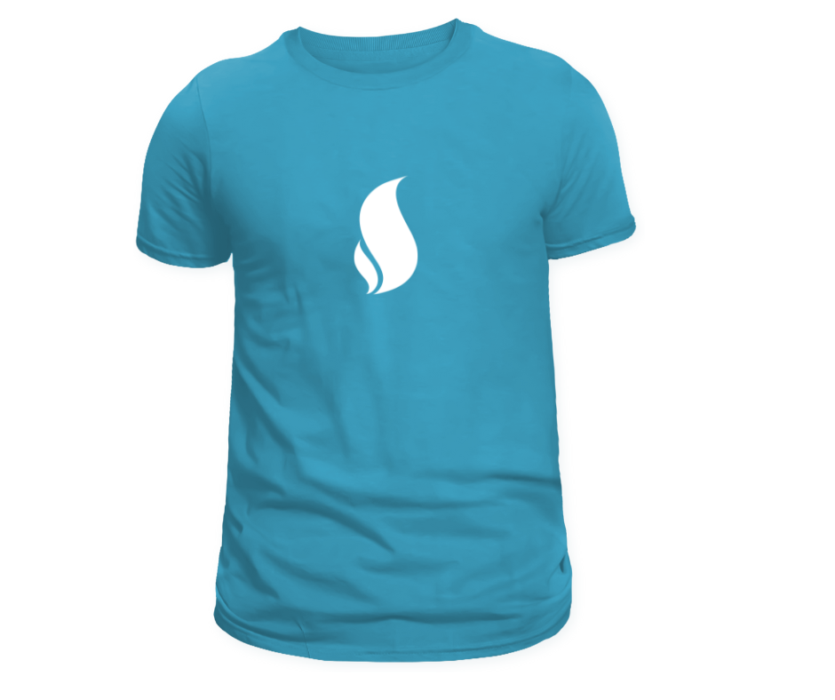 Flame Tee-Turquoise (white flame)